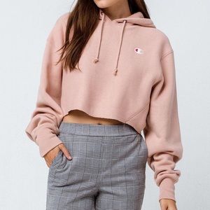 Urban Outfitters Champion Cropped Hoodie (Mute Pink)